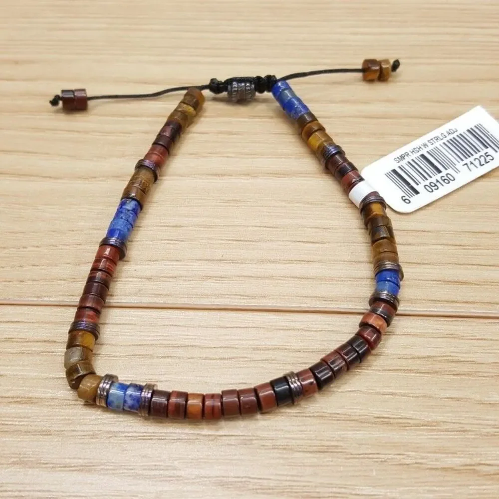 JONAS STUDIO Mens Bracelet Brown Jasper Tigers Eye Adjustable Tie Closure